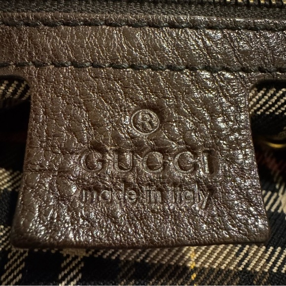 Authentic Gucci Beige Ebony GG Crystal Canvas Babouska Heart Tote Bag Large - Picture 9 of 14